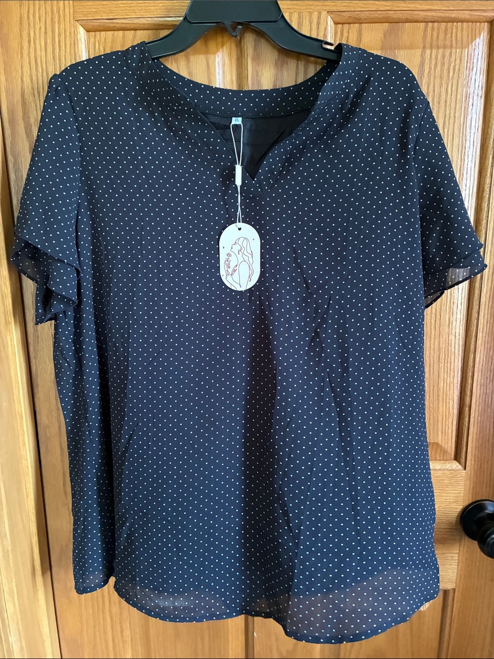 New! Amazon Polka Dot Short Sleeve Blouse